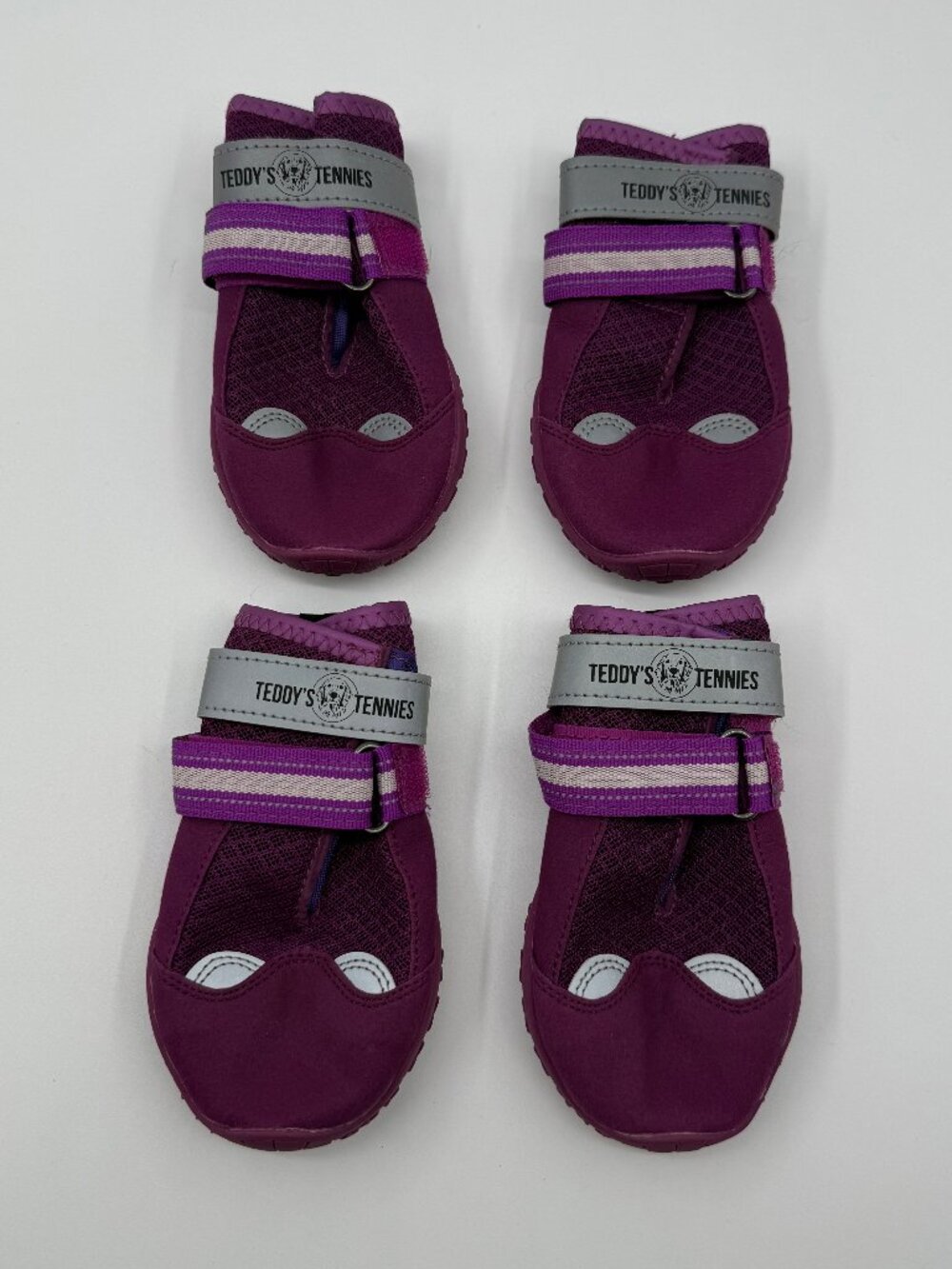 Teddys Tennies Dog Shoes Boots Booties XL Purple Paw Protectors Anti Slip Set 4